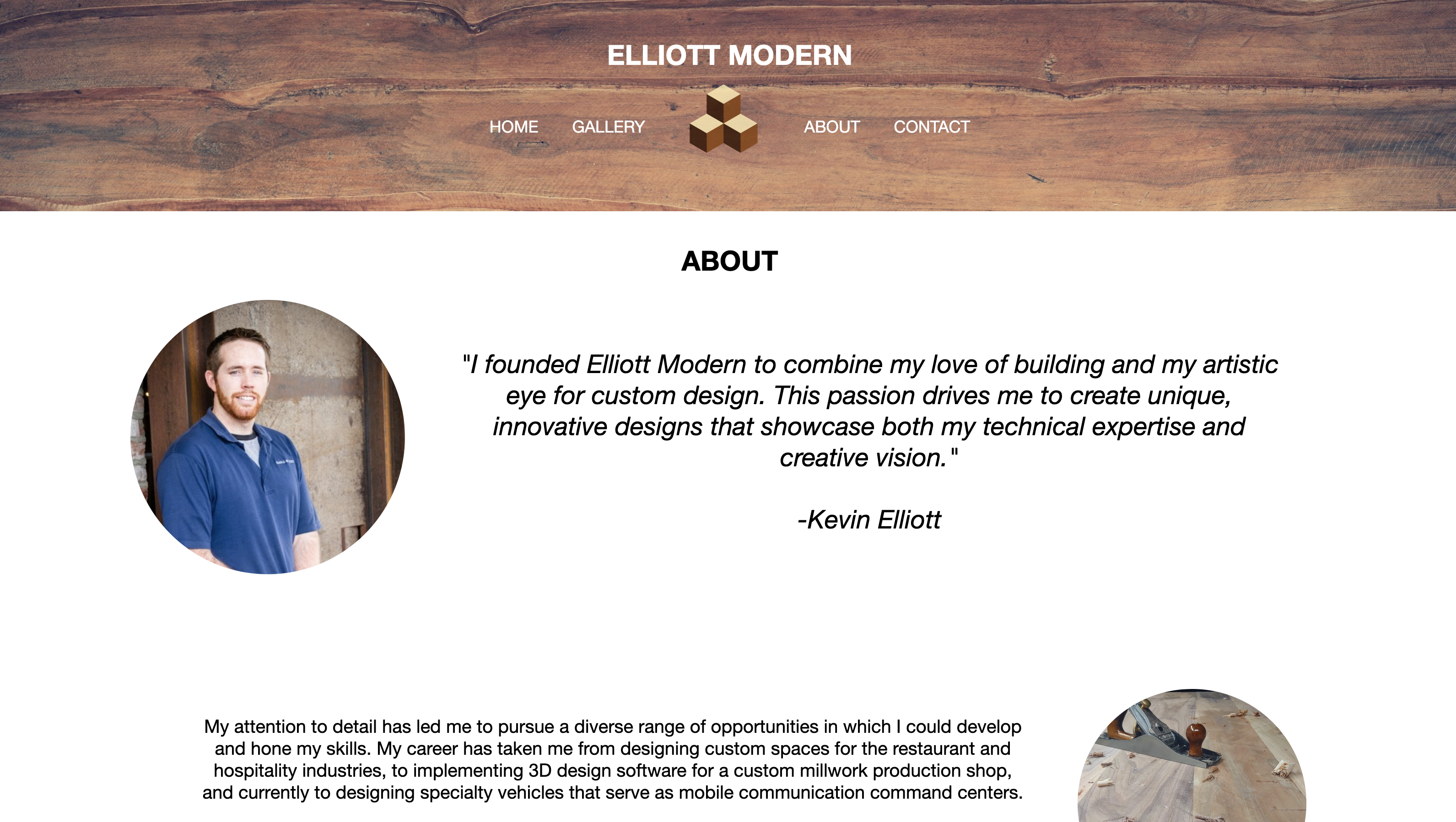 Snapshot of a woodworking website